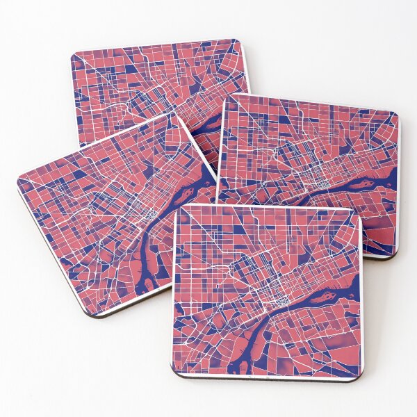 Item preview, Detroit Michigan City Map - Red-Blue Duotone designed and sold by StylishStacks.