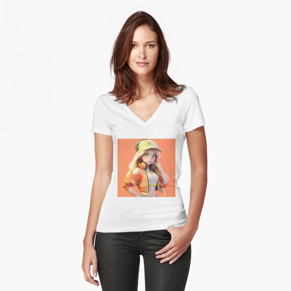 Item preview, Fitted V-Neck T-Shirt designed and sold by shinypeace.