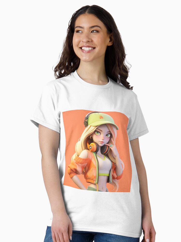 Thumbnail 2 of 7, Classic T-Shirt, orange girl designed and sold by shinypeace.