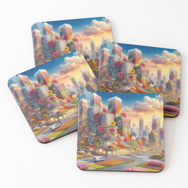 Item preview, A City with Buildings made of Colorful Flowers. 2 designed and sold by AIExpressive.