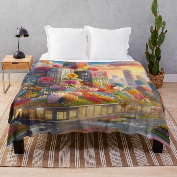 Item preview, A City with Buildings made of Colorful Flowers. 2 designed and sold by AIExpressive.