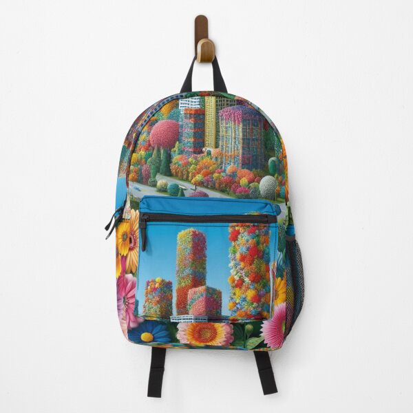 Item preview, A City with Buildings made of Colorful Flowers. 3 designed and sold by AIExpressive.
