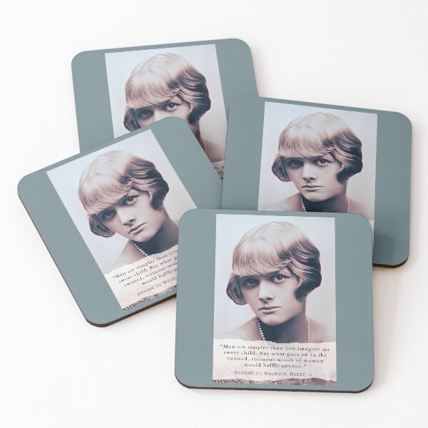 Item preview, Daphne du Maurier  portrait and quote: Men are simpler than you imagine my sweet child. But what goes on in the twisted, tortuous minds of women would baffle anyone. designed and sold by artbleed.