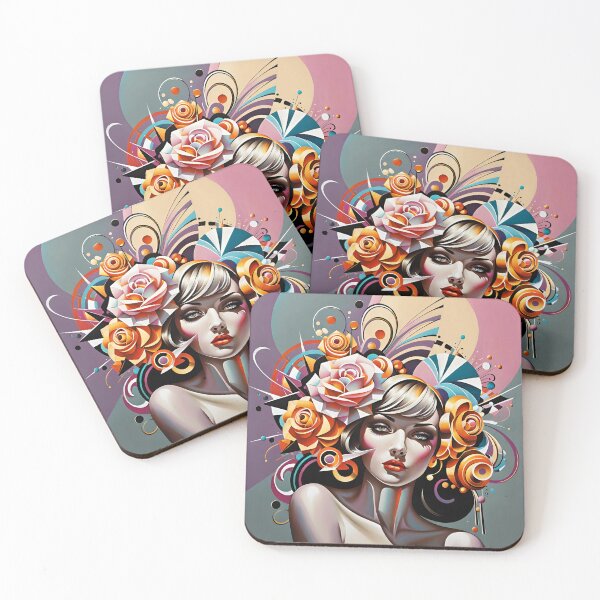 Item preview, Woman with pastel flowers designed and sold by Son-of-a-badger.