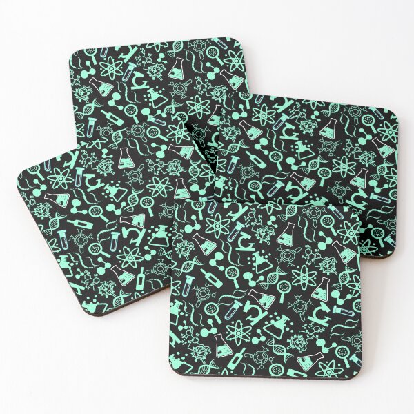Item preview, biochemistry science lab molecular neon aqua blue black pattern designed and sold by DesignYourWaystore.