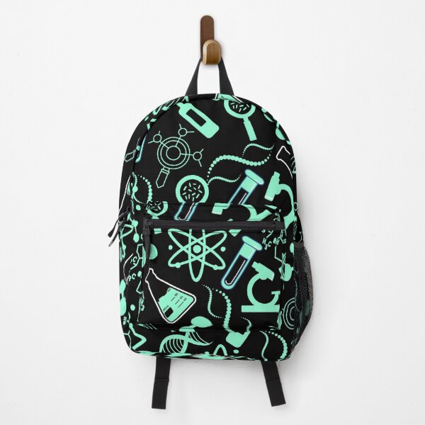 Item preview, biochemistry science lab molecular neon aqua blue black pattern designed and sold by DesignYourWaystore.