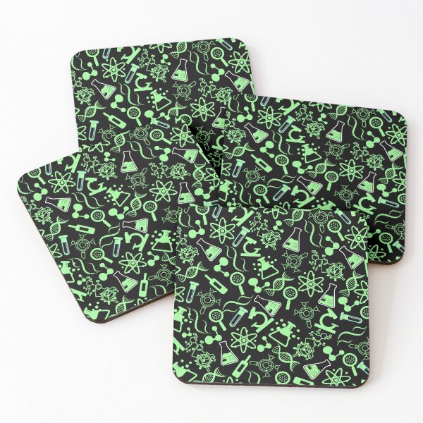 Item preview, biochemistry science lab molecular bright green black pattern designed and sold by DesignYourWaystore.
