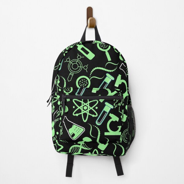 Item preview, biochemistry science lab molecular bright green black pattern designed and sold by DesignYourWaystore.