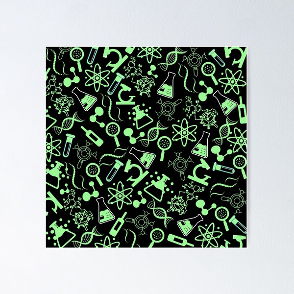 Item preview, biochemistry science lab molecular bright green black pattern designed and sold by Patternfy.