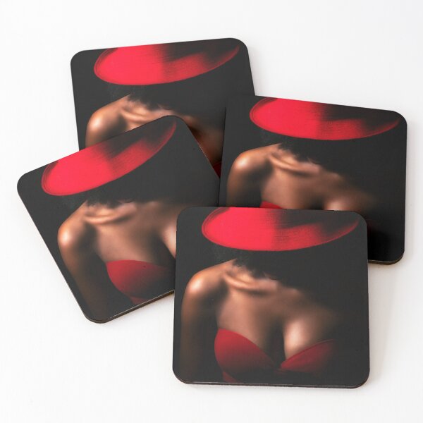 Item preview, a black woman in red with cleavage designed and sold by Jürgen Wiesler.