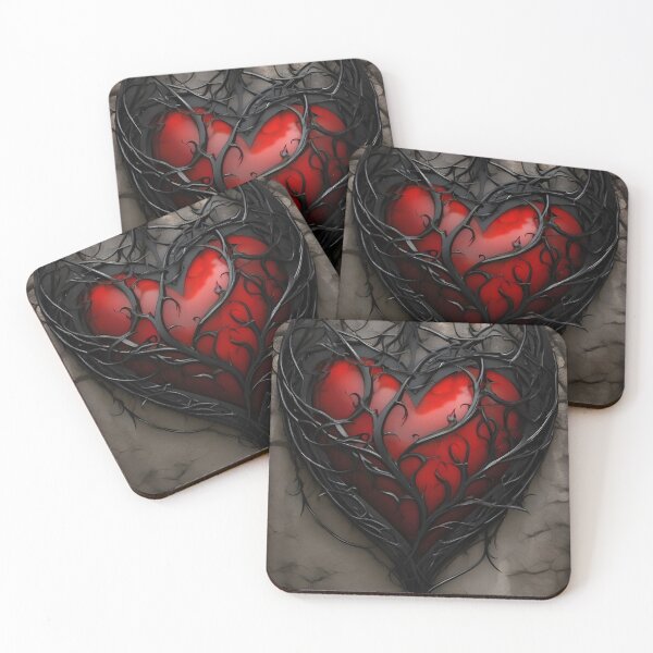 Item preview, Red heart and thorny vines designed and sold by DesignsbyVelvet.