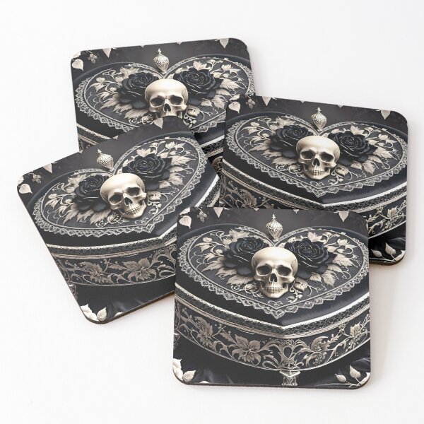 Item preview, Black and silver heart and skull designed and sold by DesignsbyVelvet.