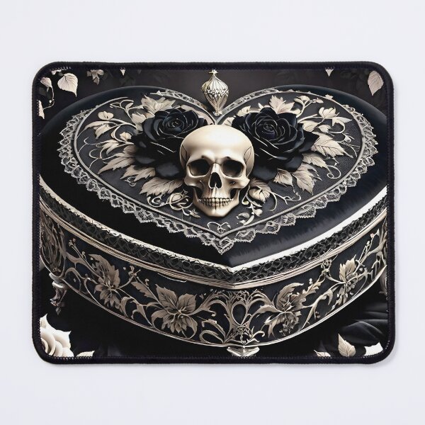 Item preview, Black and silver heart and skull designed and sold by DesignsbyVelvet.