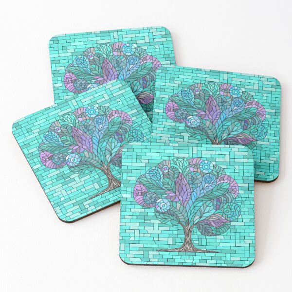 Item preview, Tree Mosaic Art -Turquoise and Purple designed and sold by k9printart.