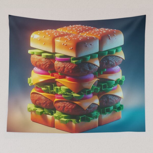 Item preview, 3D Cube Hamburger Digital Art 3 designed and sold by AIExpressive.