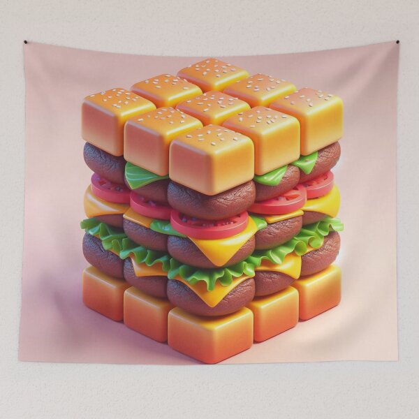 Item preview, 3D Cube Hamburger Digital Art 4 designed and sold by AIExpressive.