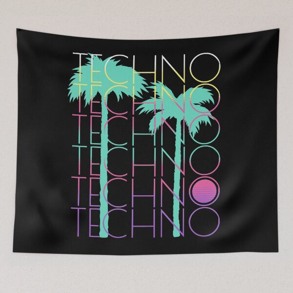 Item preview, TECHNO  - Palm Trees  (pink/blue)  designed and sold by Discothreadz.