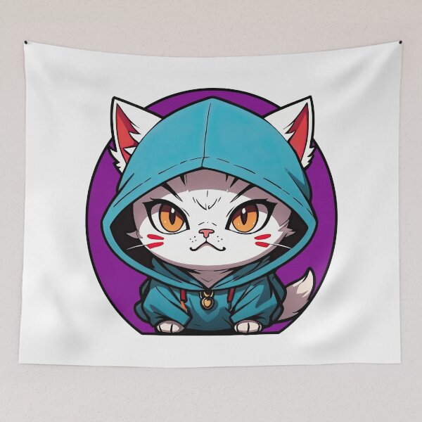 Item preview, Cat Assassin, White, Chibi, Manga, Anime, Cat Lovers Funny designed and sold by Porcupine Tees ⭐⭐⭐⭐⭐.