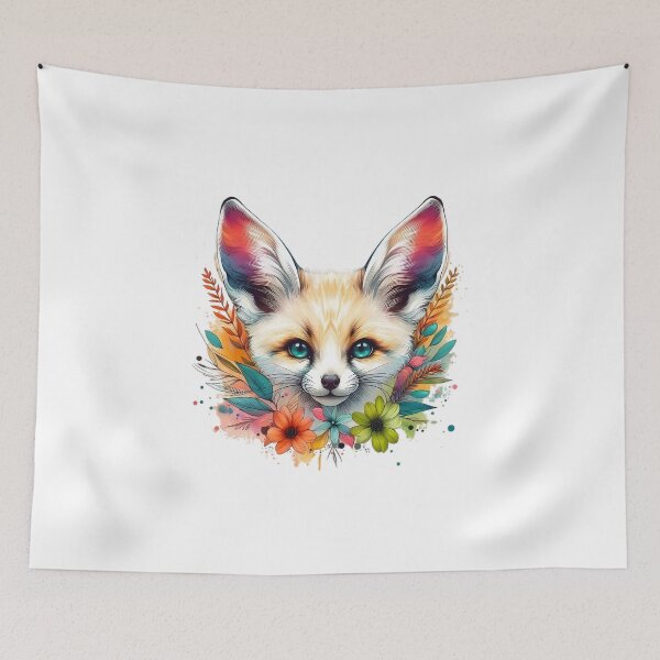 Item preview, Beautiful colorful desert fox with various leaves and flowers designed and sold by Marcoshop10.