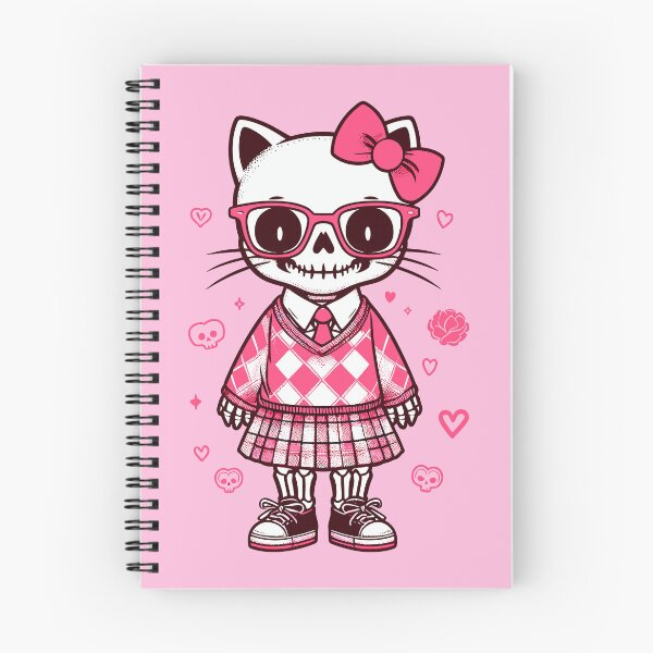 Item preview, Cat skeleton with glasses and school uniform, preppy skull, Pink skeleton of a cat designed and sold by Niktarka.