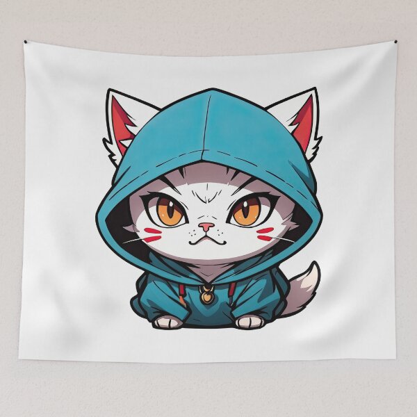 Item preview, Cat Assassin, White, Chibi, Manga, Anime, Cat Lovers Funny designed and sold by Porcupine Tees ⭐⭐⭐⭐⭐.