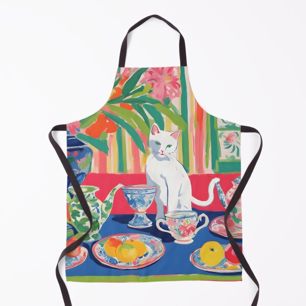 Item preview, Preppy English tea with white cat designed and sold by SophieClimaArt.