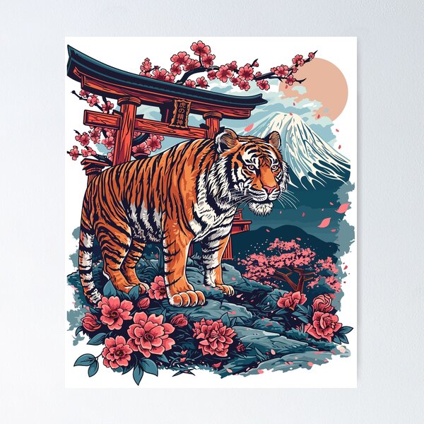 Cherry Blossom Tiger Metal Lunch Box