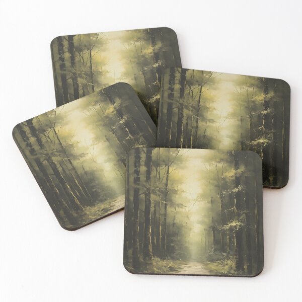 Item preview, Deep in the forest, woodland path surrounded by trees brush stroke painting designed and sold by NBSStore.