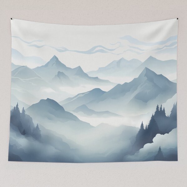 Item preview, Foggy mountain range or land with forest trees horizon view artwork designed and sold by NBSStore.