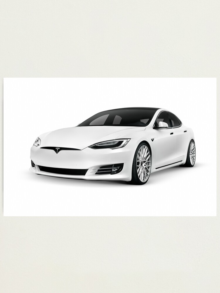 bijeenkomst dosis Leeuw Tesla Model S white luxury electric car art photo print" Photographic Print  by AwenArtPrints | Redbubble