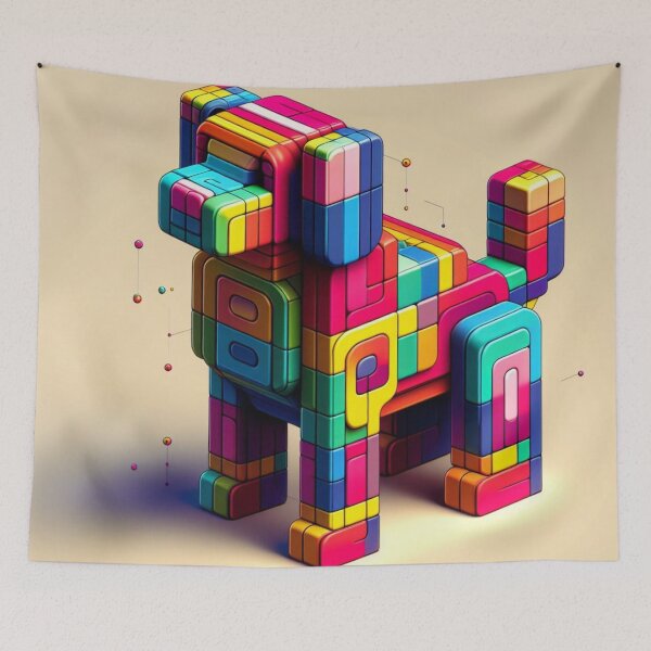Item preview, Cube Colorful Dog Cubism Digital Art designed and sold by AIExpressive.