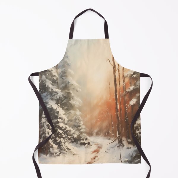 Item preview, Deep in the forest, snowy winter woodland path surrounded by trees brush stroke painting designed and sold by NBSStore.