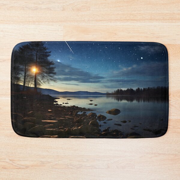 Item preview, Falling or shooting star on starry sky at night lake photography designed and sold by NBSStore.