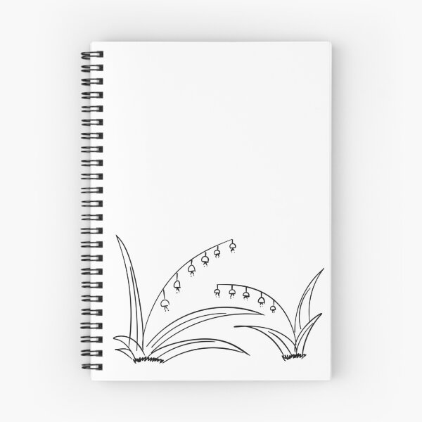 Item preview, Grass and Bell flowers on ground, cartoon hand drawn in black line designed and sold by pipikijung.