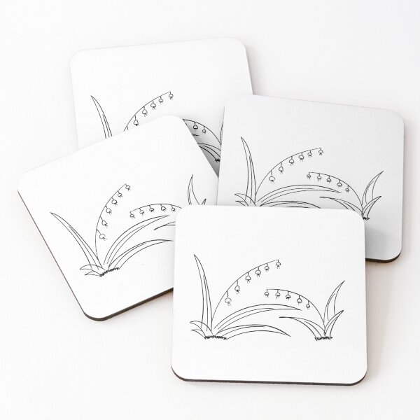 Item preview, Grass and Bell flowers on ground, cartoon hand drawn in black line designed and sold by pipikijung.