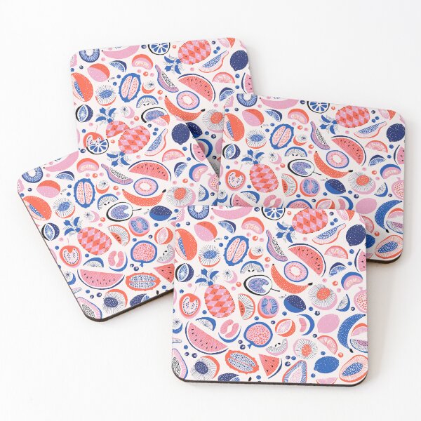 Item preview, RETRO STYLE TROPICAL FRUIT PATTERN RED BLUE AND PINK designed and sold by THE PRINTED SQUARE STUDIO.