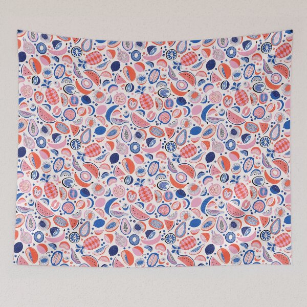 Item preview, RETRO STYLE TROPICAL FRUIT PATTERN RED BLUE AND PINK designed and sold by THE PRINTED SQUARE STUDIO.