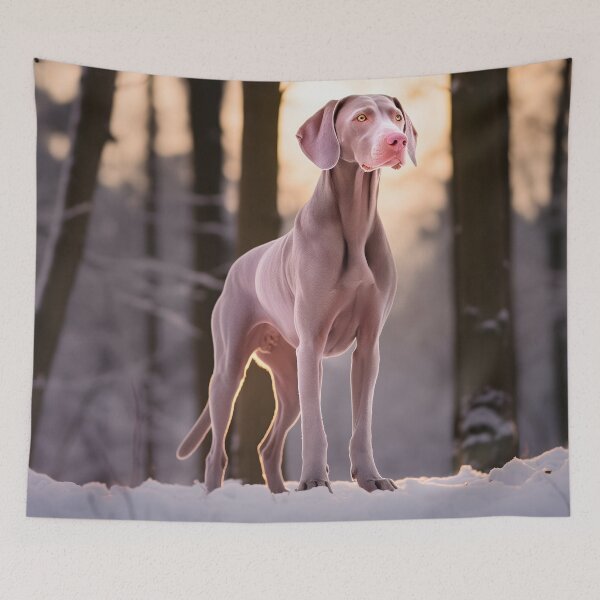Item preview, Weimaraner dog breed in snow nature photography designed and sold by NBSStore.