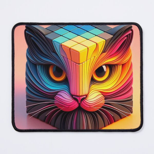 Item preview, Cube Colorful Cat Cubism Digital Art 3 designed and sold by AIExpressive.