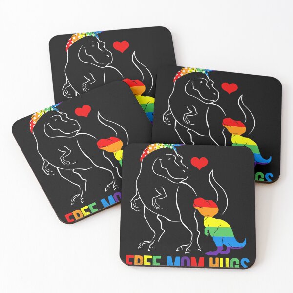 Item preview, LGBT Free Mom Hugs Dinosaur Rex Mamasaurus Ally Rainbow Flag designed and sold by SpeedyPrints.