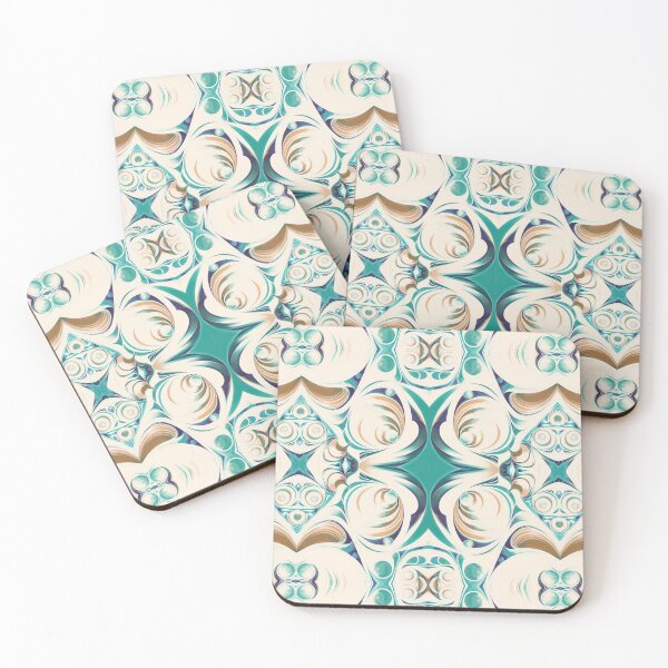 Item preview, Abstract print in turquoise and beige colors designed and sold by Natalia Ruzhyna.