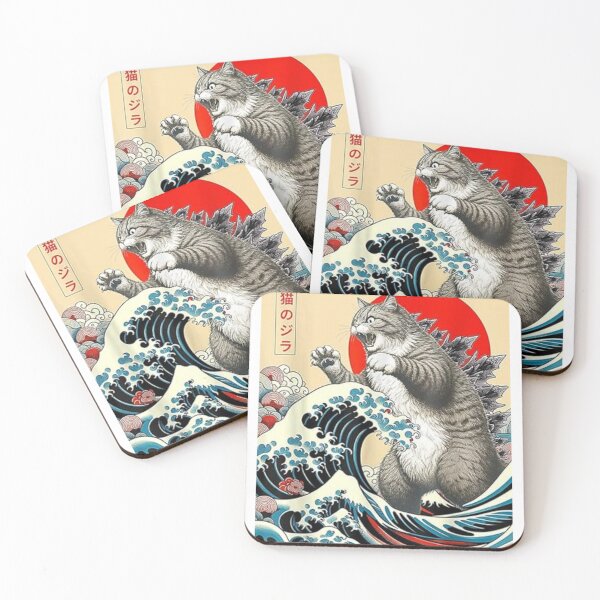 Item preview, Catzilla Cat Japanese Art Cat Owner Cat Lover Gifts Funny Cute Cat Art Japanese Sunset designed and sold by Miumed.