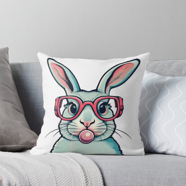 Artikelvorschau, Weißes Kaninchen mit roter Brille und Kaugummi entworfen und verkauft von bosilvercat.