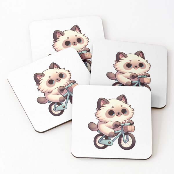 Item preview, Adventurous Kitty on Blue Bicycle designed and sold by UmbrellaStudio1.