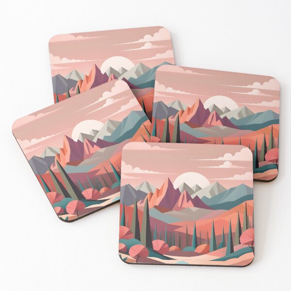 Item preview, Mid Mod, Retro Mountain Sunset Landscape, Orange, Peach designed and sold by Prints and Lifestyle.