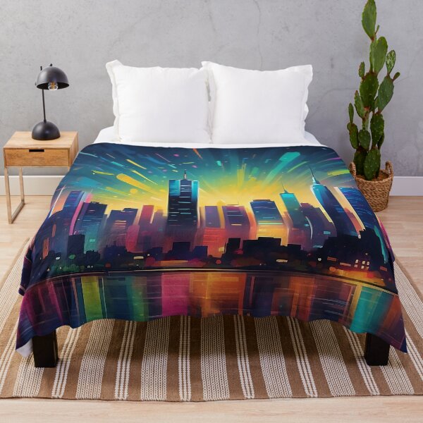 Item preview, Cosmic Vibrance: Neon Streaks Over Reflective Waterfront designed and sold by ArtComixHaven.
