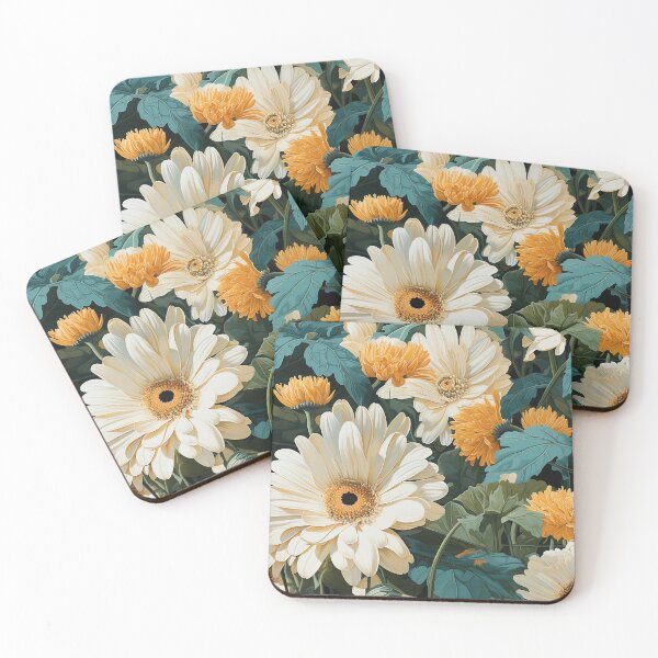 Item preview, Gerbera Tile 03: Radiating Sunshine Smiles in Green-Cladded Sunbeam Fields of Joy designed and sold by TheBrainArt.