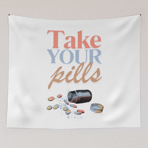 Item preview, Take Your pills, medical symbols for doctors, medical students and healthcare workers, vibrant watercolor designed and sold by Drawmecute.
