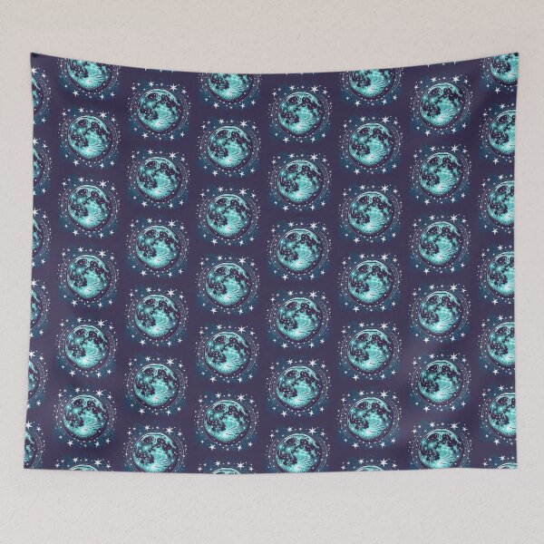 Item preview, moonchild Cancer zodiac blue moon pattern designed and sold by CosmoShopBG.