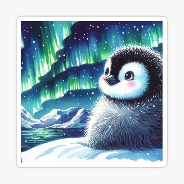 Item preview, Penguin Watching Northern Lights designed and sold by JinxMallory.